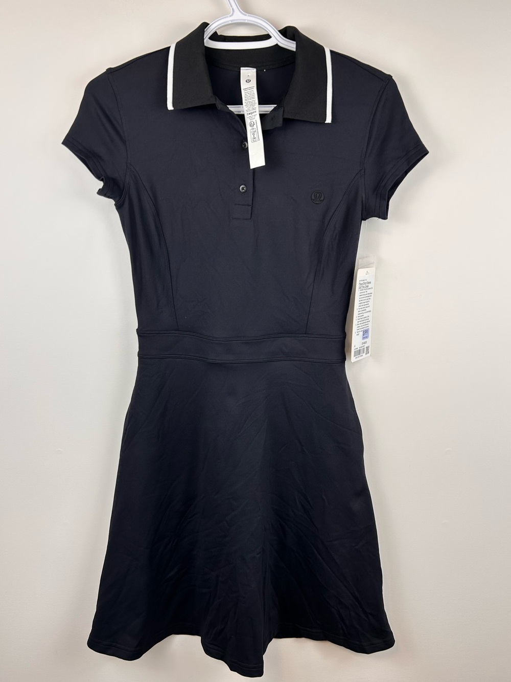 Lululemon Pique Polo Short-Sleeve Golf Dress Black Size 4 NWT